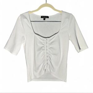 White Ribbed Top Size M